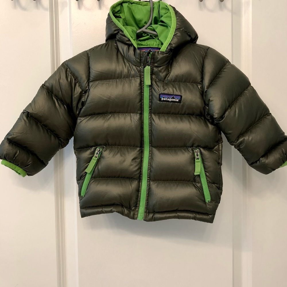 Patagonia Baby Hi-Loft Down Sweater Hoody 6-12 Months Green